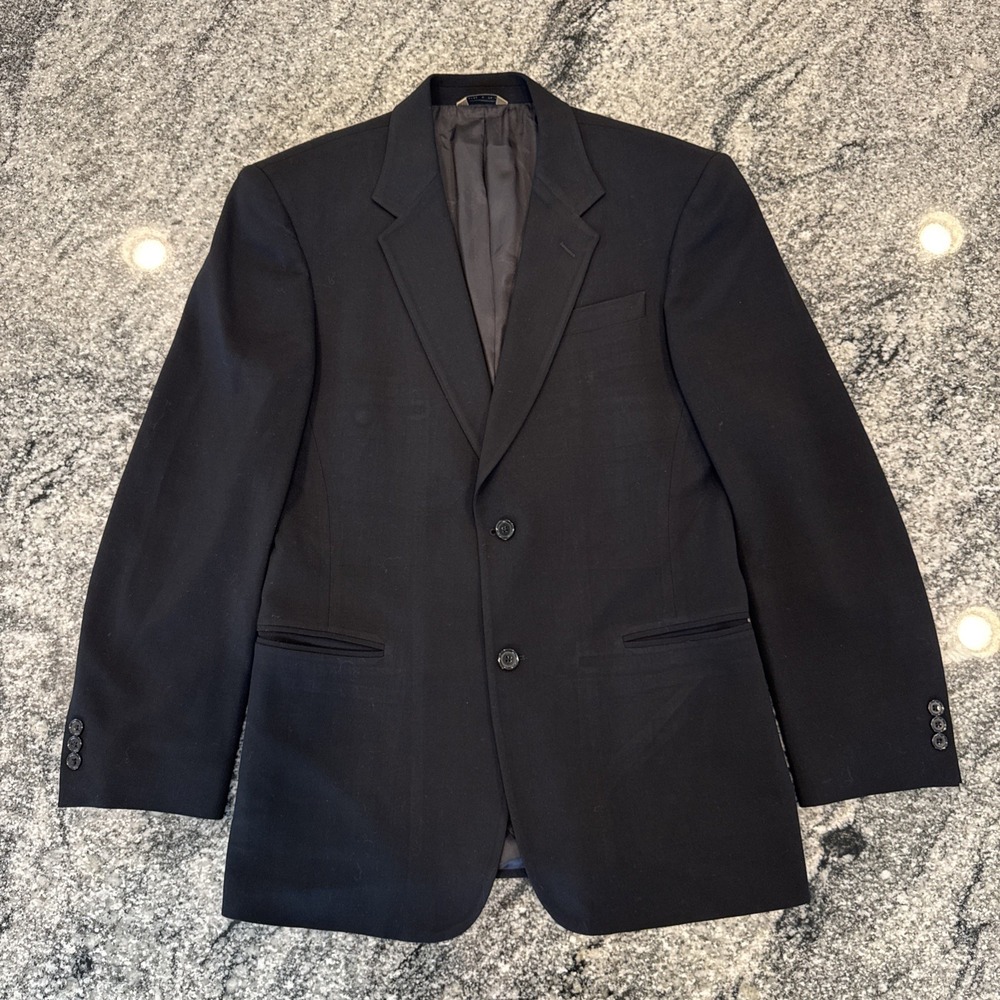 Donna Karan Signature Blazer Men's 40R Black Wool Made In Italy Preppy #691